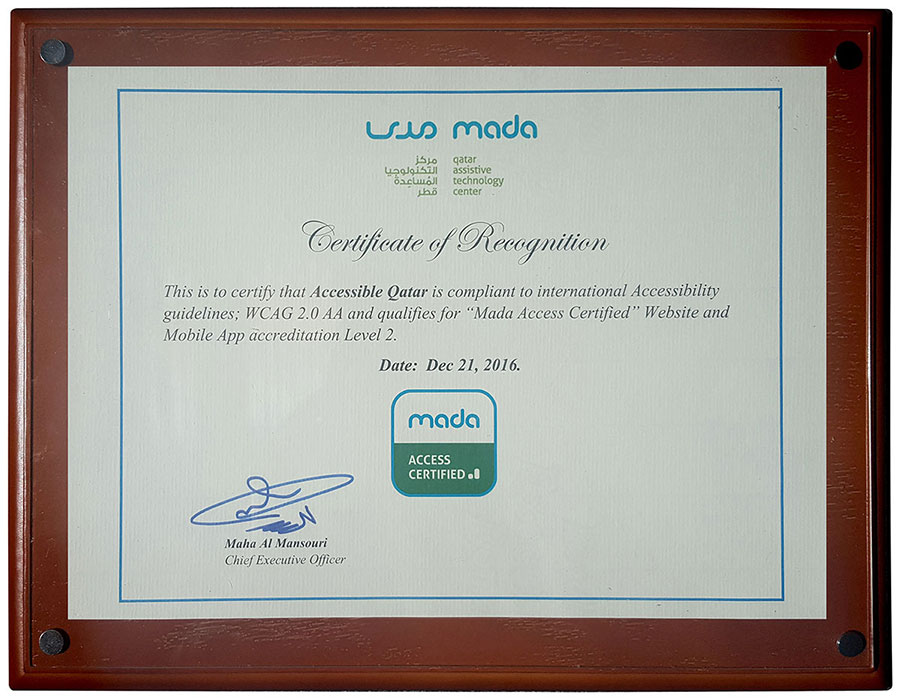 Accessible Qatar Receives Access Certified Accreditation from Mada 